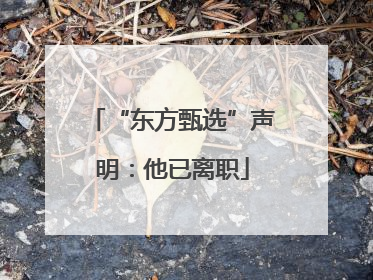 “东方甄选”声明：他已离职