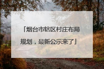 烟台市辖区村庄布局规划，最新公示来了