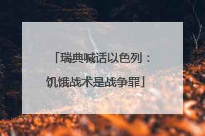 瑞典喊话以色列：饥饿战术是战争罪