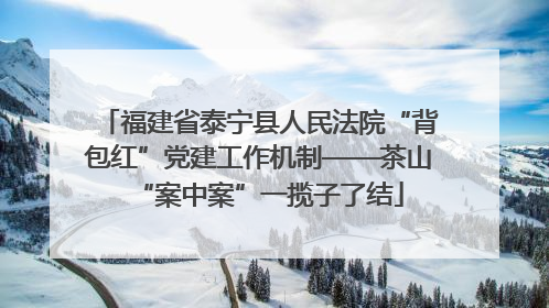福建省泰宁县人民法院“背包红”党建工作机制——茶山“案中案”一揽子了结