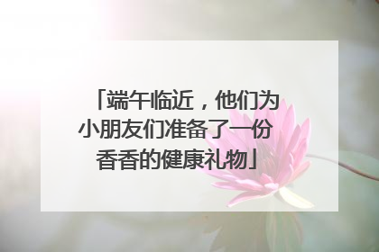 端午临近，他们为小朋友们准备了一份香香的健康礼物