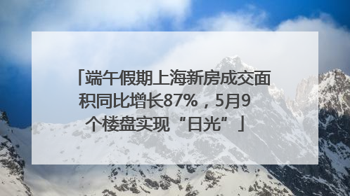 端午假期上海新房成交面积同比增长87%，5月9个楼盘实现“日光”