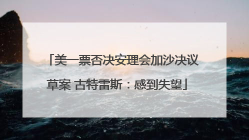 美一票否决安理会加沙决议草案 古特雷斯：感到失望