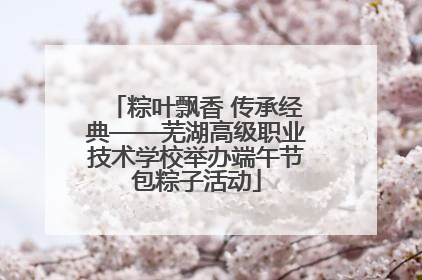 粽叶飘香 传承经典——芜湖高级职业技术学校举办端午节包粽子活动