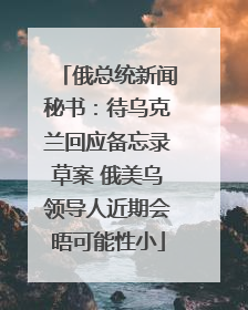 俄总统新闻秘书：待乌克兰回应备忘录草案 俄美乌领导人近期会晤可能性小