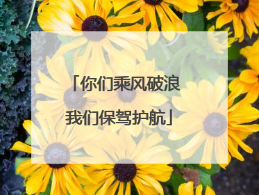 你们乘风破浪 我们保驾护航