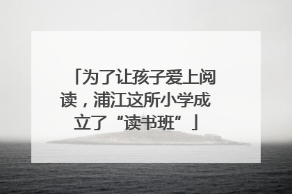 为了让孩子爱上阅读，浦江这所小学成立了“读书班”