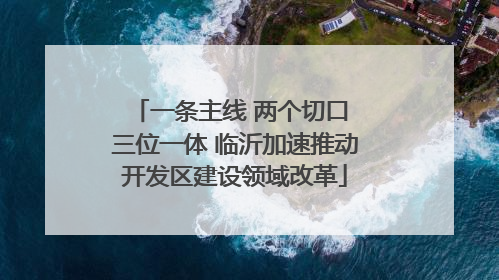 一条主线 两个切口 三位一体 临沂加速推动开发区建设领域改革