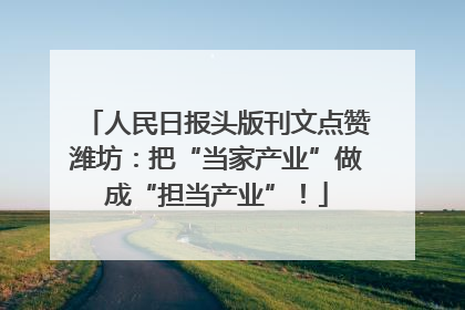 人民日报头版刊文点赞潍坊：把“当家产业”做成“担当产业”！