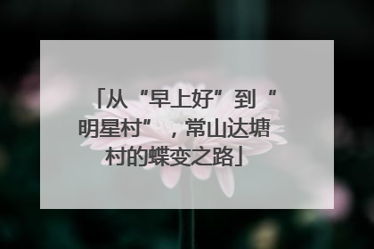 从“早上好”到“明星村”，常山达塘村的蝶变之路