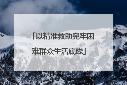 以精准救助兜牢困难群众生活底线