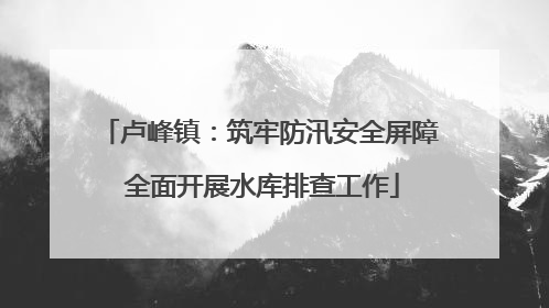 卢峰镇：筑牢防汛安全屏障 全面开展水库排查工作