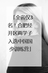 全省仅3名！合肥经开区两学子入选中国国少训练营