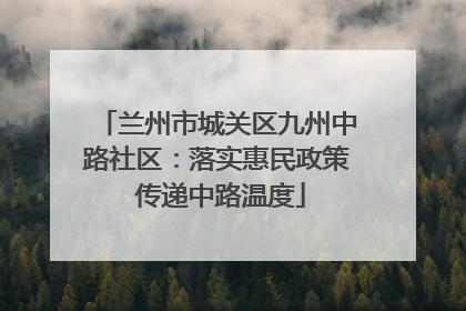 兰州市城关区九州中路社区：落实惠民政策 传递中路温度