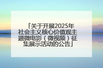 关于开展2025年社会主义核心价值观主题微电影（微视频）征集展示活动的公告