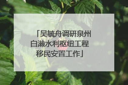 吴毓舟调研泉州白濑水利枢纽工程移民安置工作