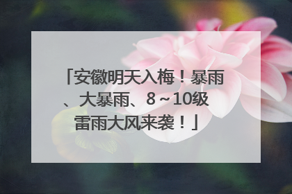 安徽明天入梅！暴雨、大暴雨、8～10级雷雨大风来袭！