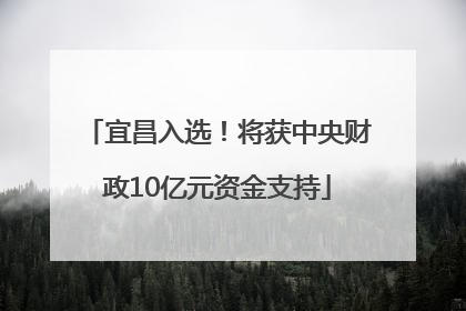 宜昌入选！将获中央财政10亿元资金支持