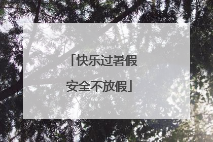 快乐过暑假 安全不放假