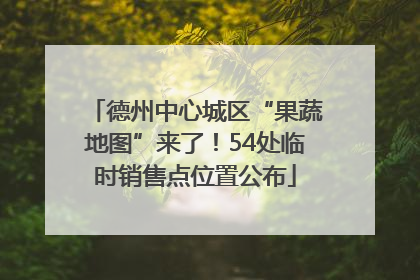 德州中心城区“果蔬地图”来了！54处临时销售点位置公布