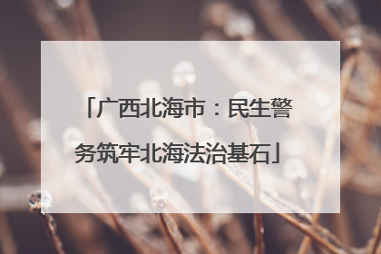 广西北海市：民生警务筑牢北海法治基石