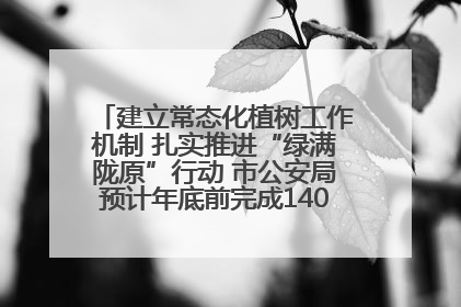 建立常态化植树工作机制 扎实推进“绿满陇原”行动 市公安局预计年底前完成1402亩绿化任务