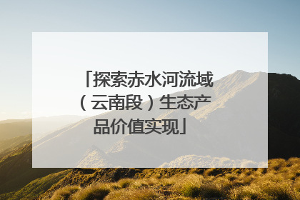 探索赤水河流域（云南段）生态产品价值实现