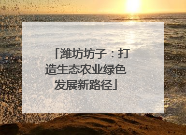 潍坊坊子：打造生态农业绿色发展新路径
