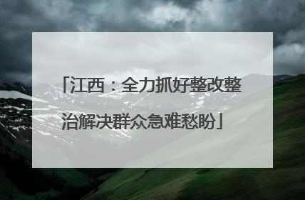 江西：全力抓好整改整治解决群众急难愁盼