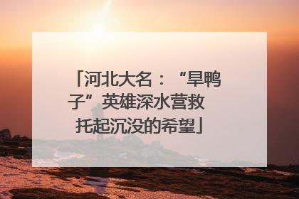 河北大名：“旱鸭子”英雄深水营救 托起沉没的希望