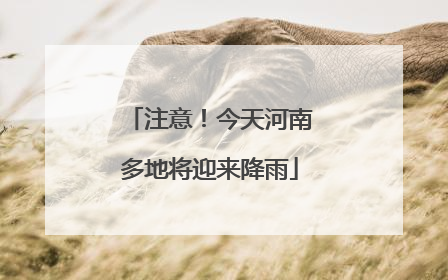 注意！今天河南多地将迎来降雨