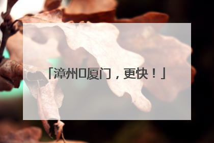 漳州⇋厦门，更快！