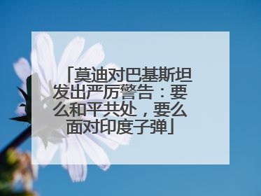 莫迪对巴基斯坦发出严厉警告：要么和平共处，要么面对印度子弹