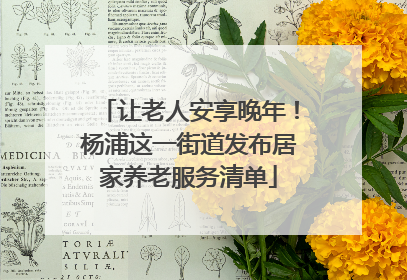 让老人安享晚年！杨浦这一街道发布居家养老服务清单