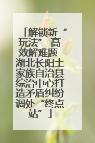 解锁新“玩法” 高效解难题 湖北长阳土家族自治县综治中心打造矛盾纠纷调处“终点站”