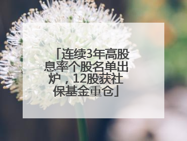 连续3年高股息率个股名单出炉，12股获社保基金重仓