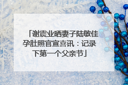 谢震业晒妻子陆敏佳孕肚照官宣喜讯：记录下第一个父亲节
