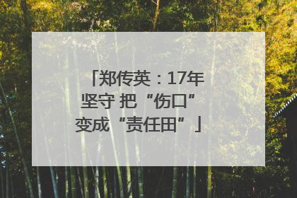 郑传英：17年坚守 把“伤口”变成“责任田”