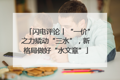 闪电评论丨“一价”之力撬动“三水”，新格局做好“水文章”