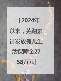 2024年以来，芜湖累计发放孤儿生活保障金2758万元